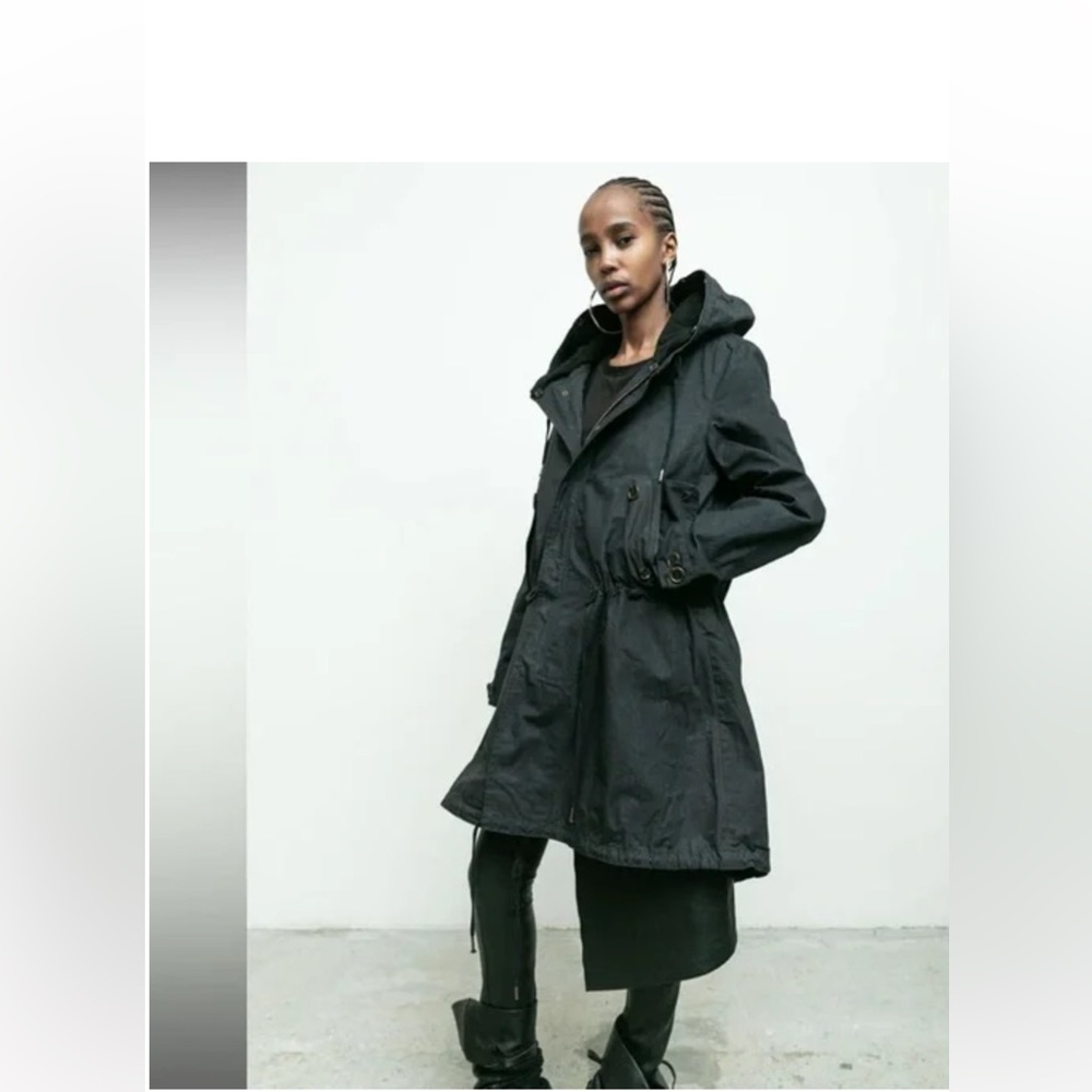 Free People Nicolas k byard Waxed Canvas Black Jacket Parka Coat New Small
